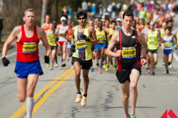 Boston marathon elite men racing